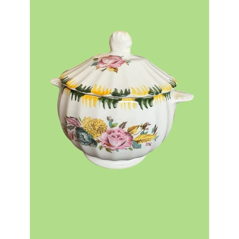 Limoges Monsoon Regency Bouquets Flowers Creamer With Lid Vintage Rare 1940s
